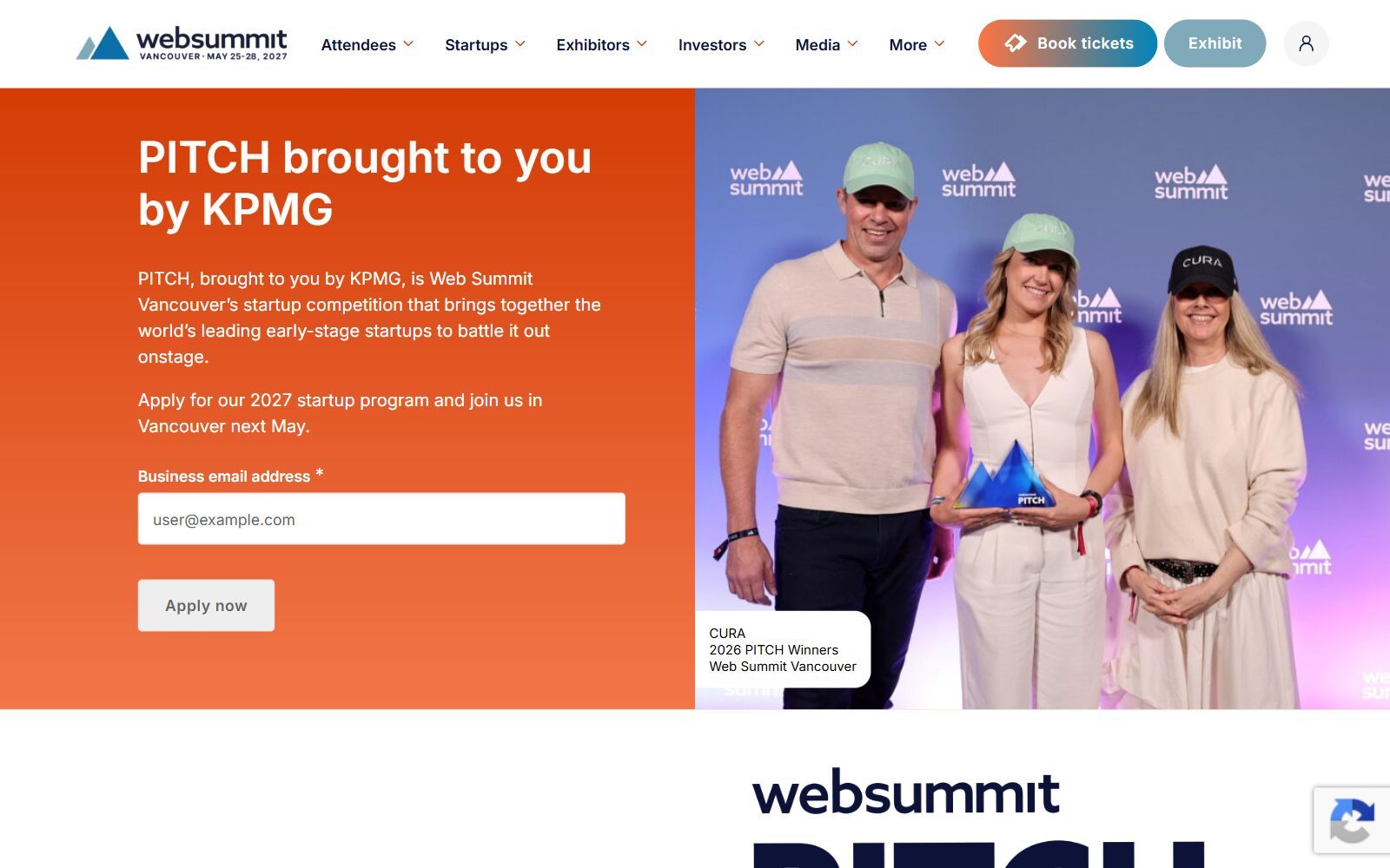 PITCH at Web Summit Vancouver page screenshot (October 2026)
