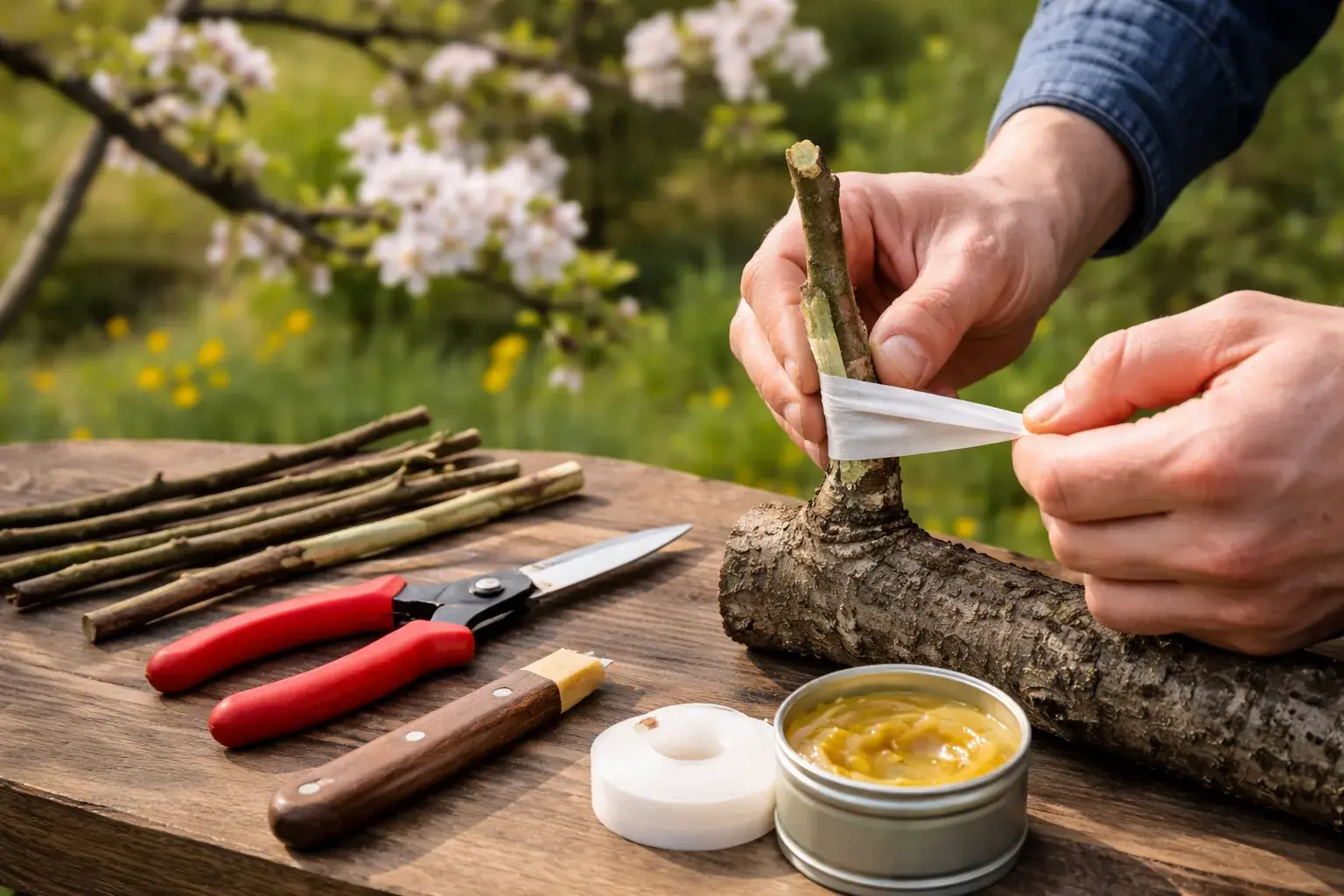 Прививка яблони весной