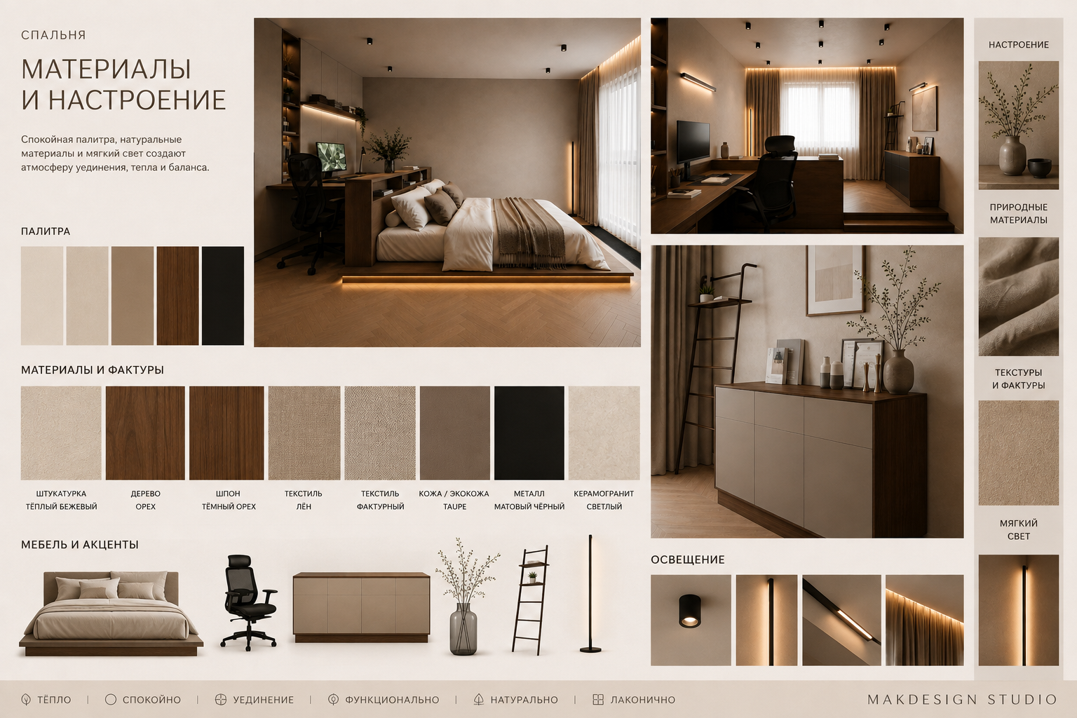 Мудборд спальни MAKDESIGN STUDIO