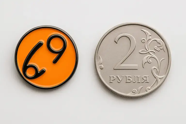 22 мм и монета 2 рубля