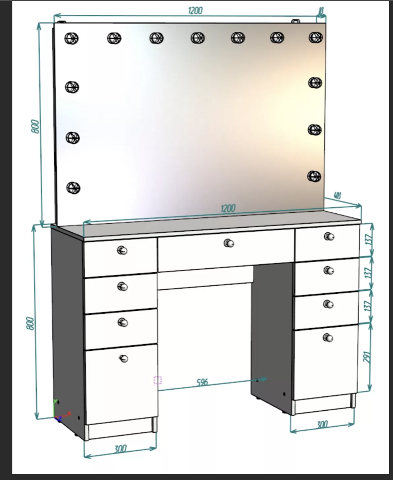 Гримерный стол для визажиста высота