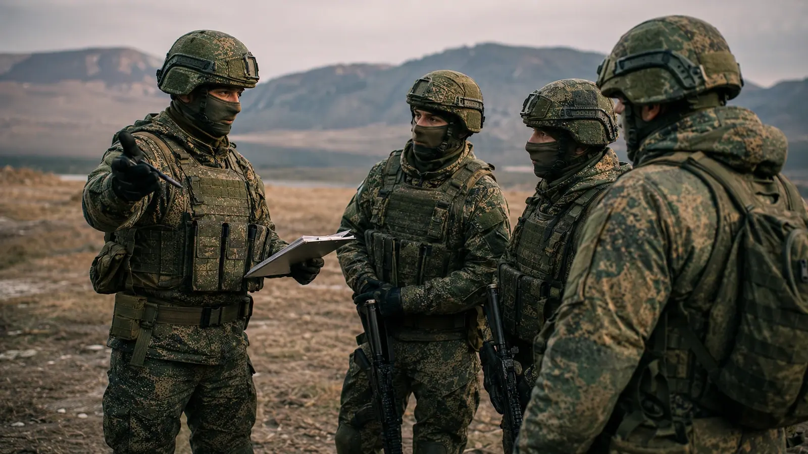 Военнослужащие на инструктаже перед выбором направления службы