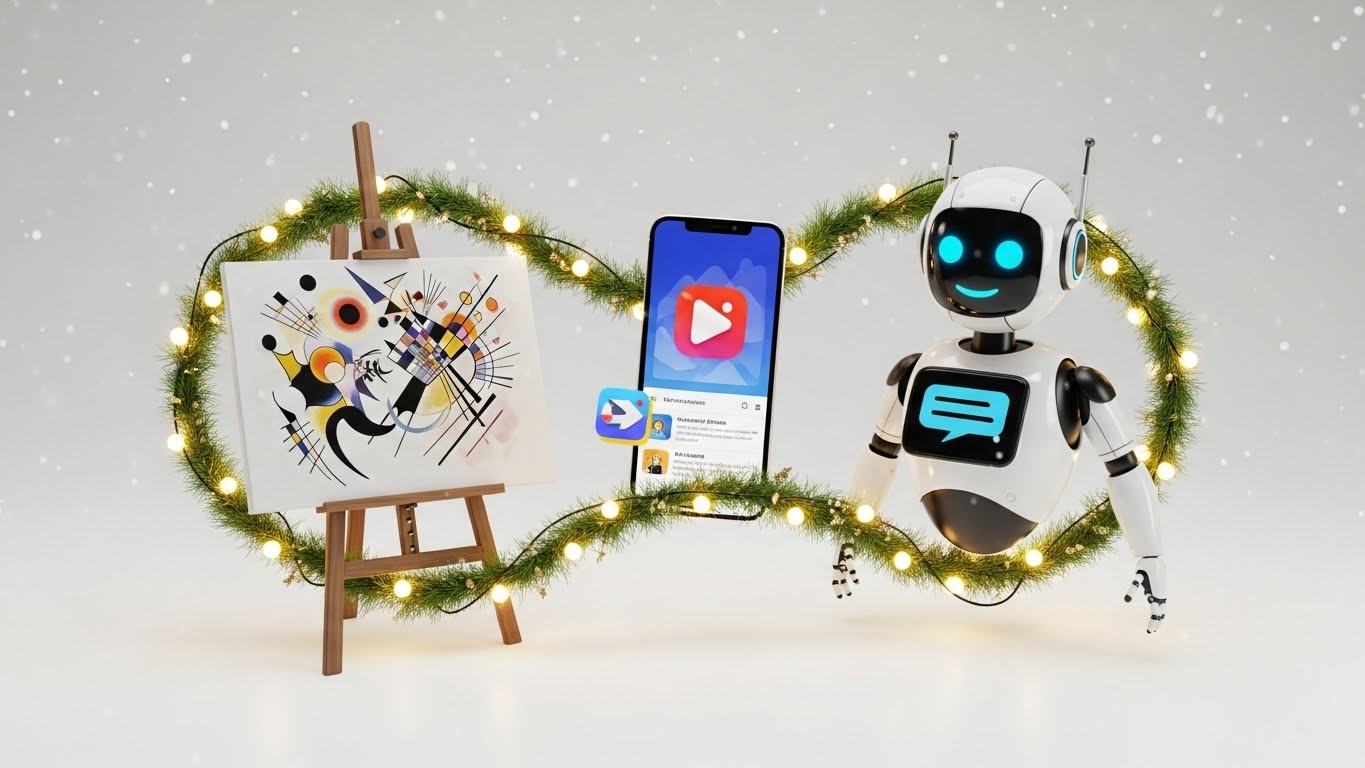 Обзор российских нейросетей для генерации картинок: Kandinsky, Шедеврум и GigaChat, объединенные новогодней тематикой.