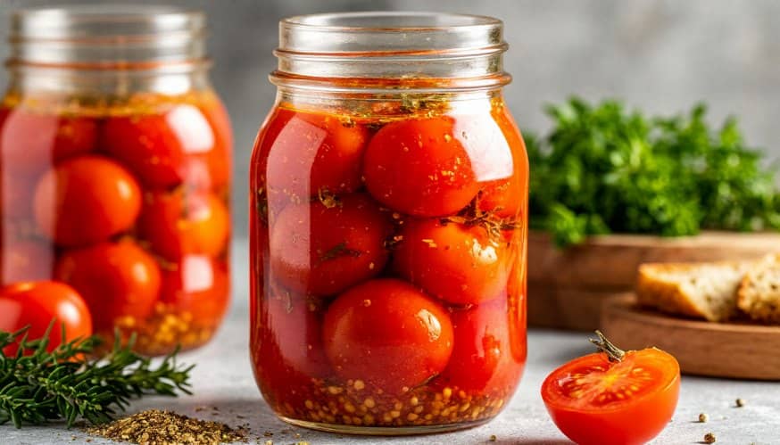 Квашеные помидоры холодным способом с горчицей в банке