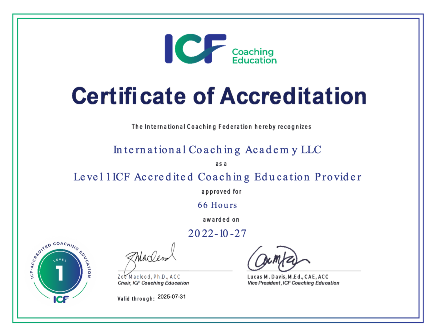 коучинг level 1 icf