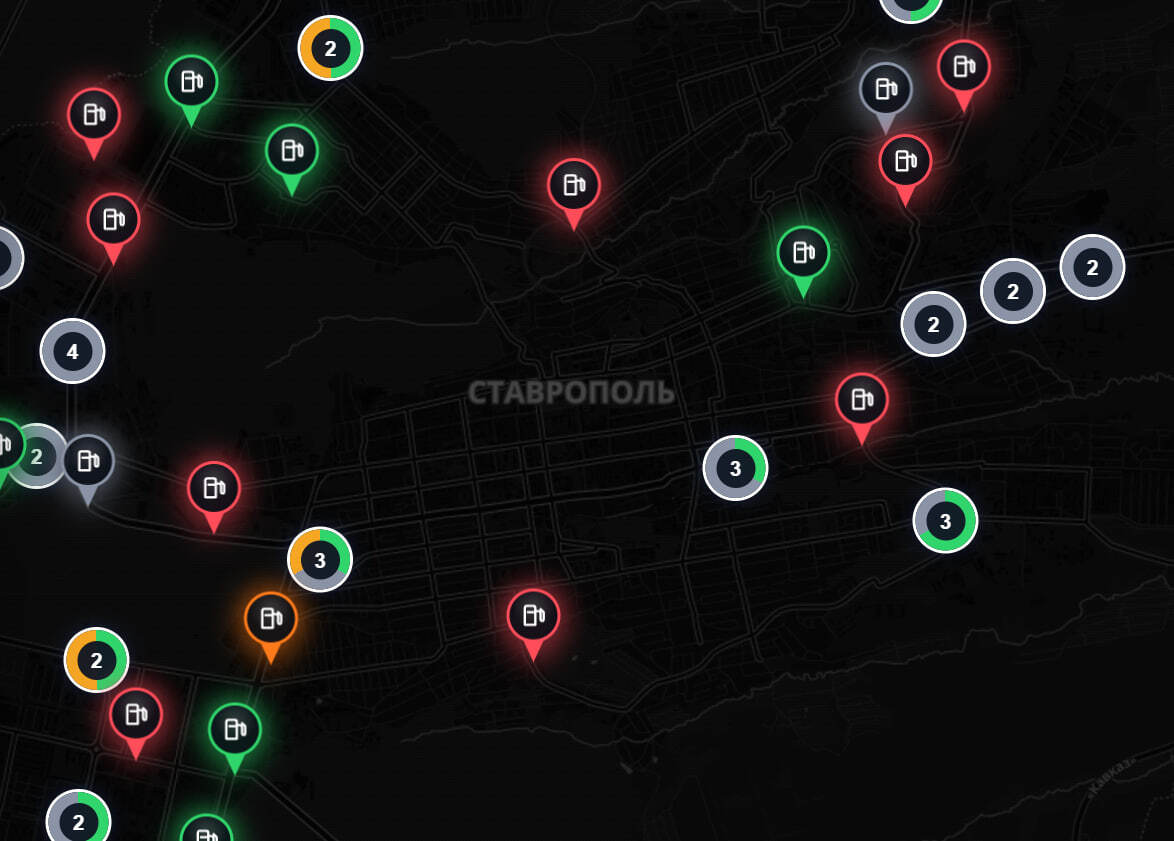 Карта заправок в Ставрополе и Михайловске