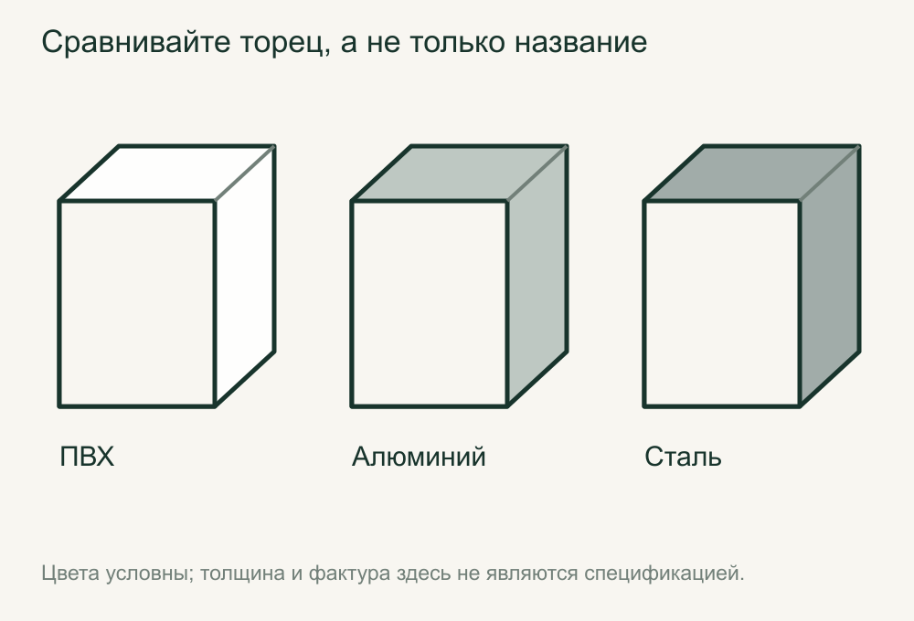 ПВХ, алюминий и сталь: сравнение видимых боковин