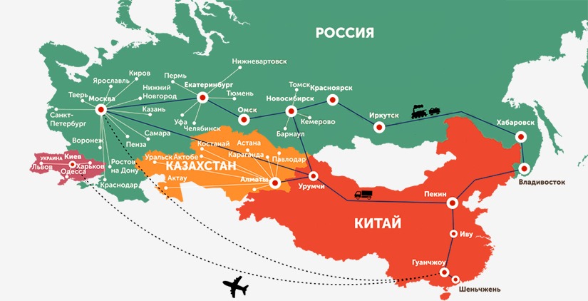 Карта перевозок из китая