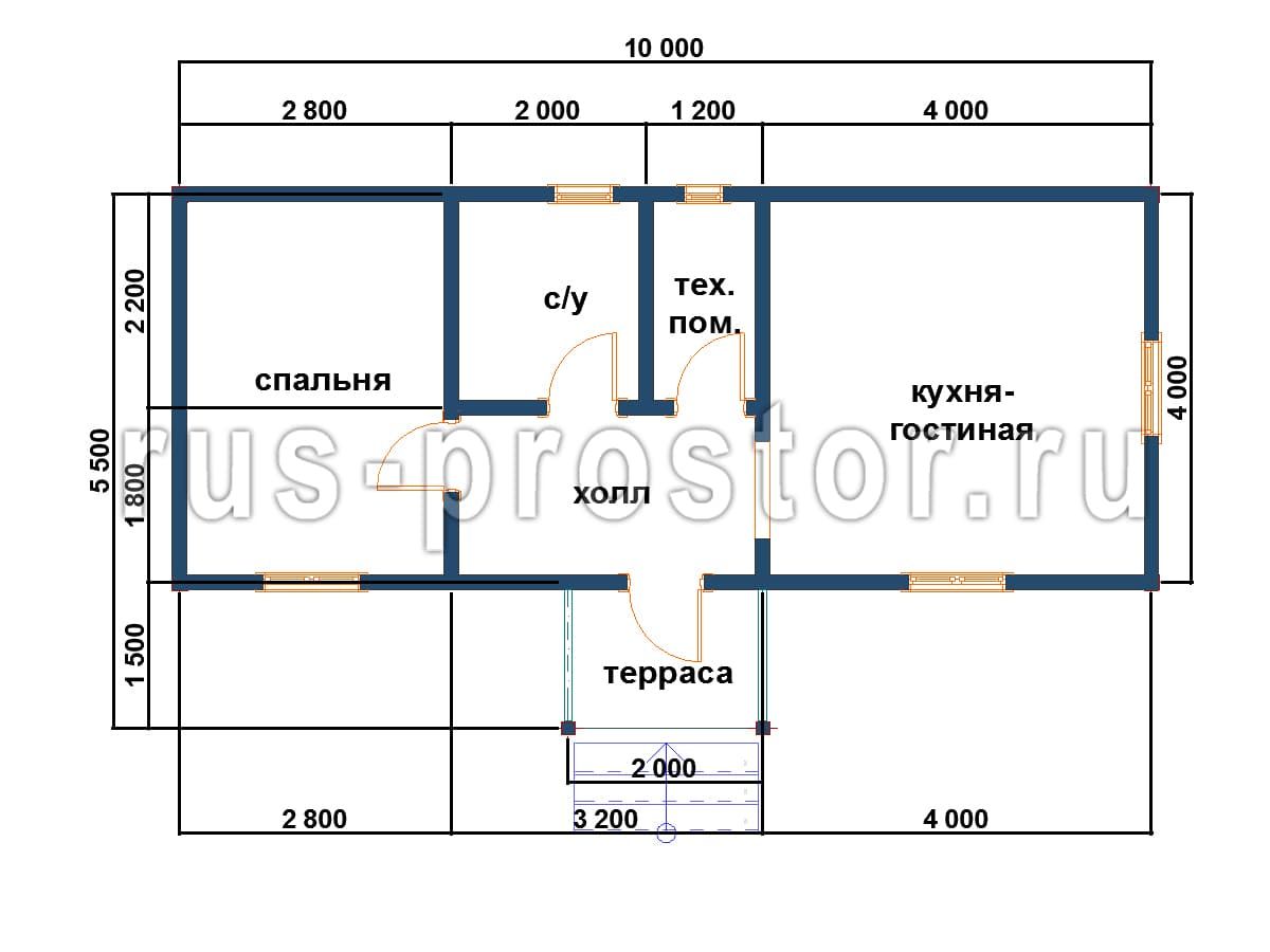 План дома 5 на 10 одноэтажный