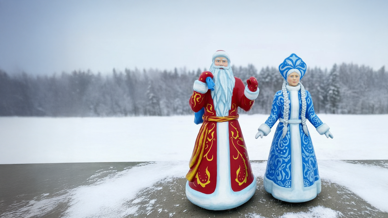 Фигуры Деда Мороза и Снегурочки студии «Камелот»