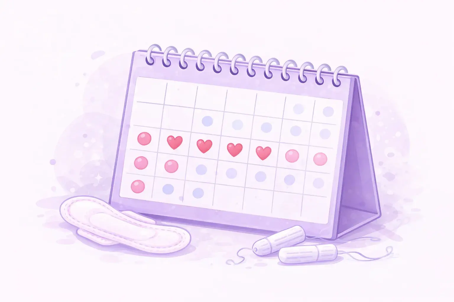 Настольный женский календарь с отмеченными днями менструального цикла крупным планом