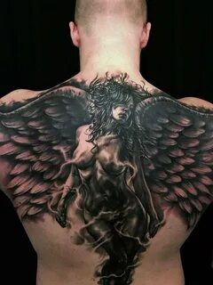 Татуировка ангела на спине | Incredible tattoos, Back tattoos for guys, Rose tattoos for men