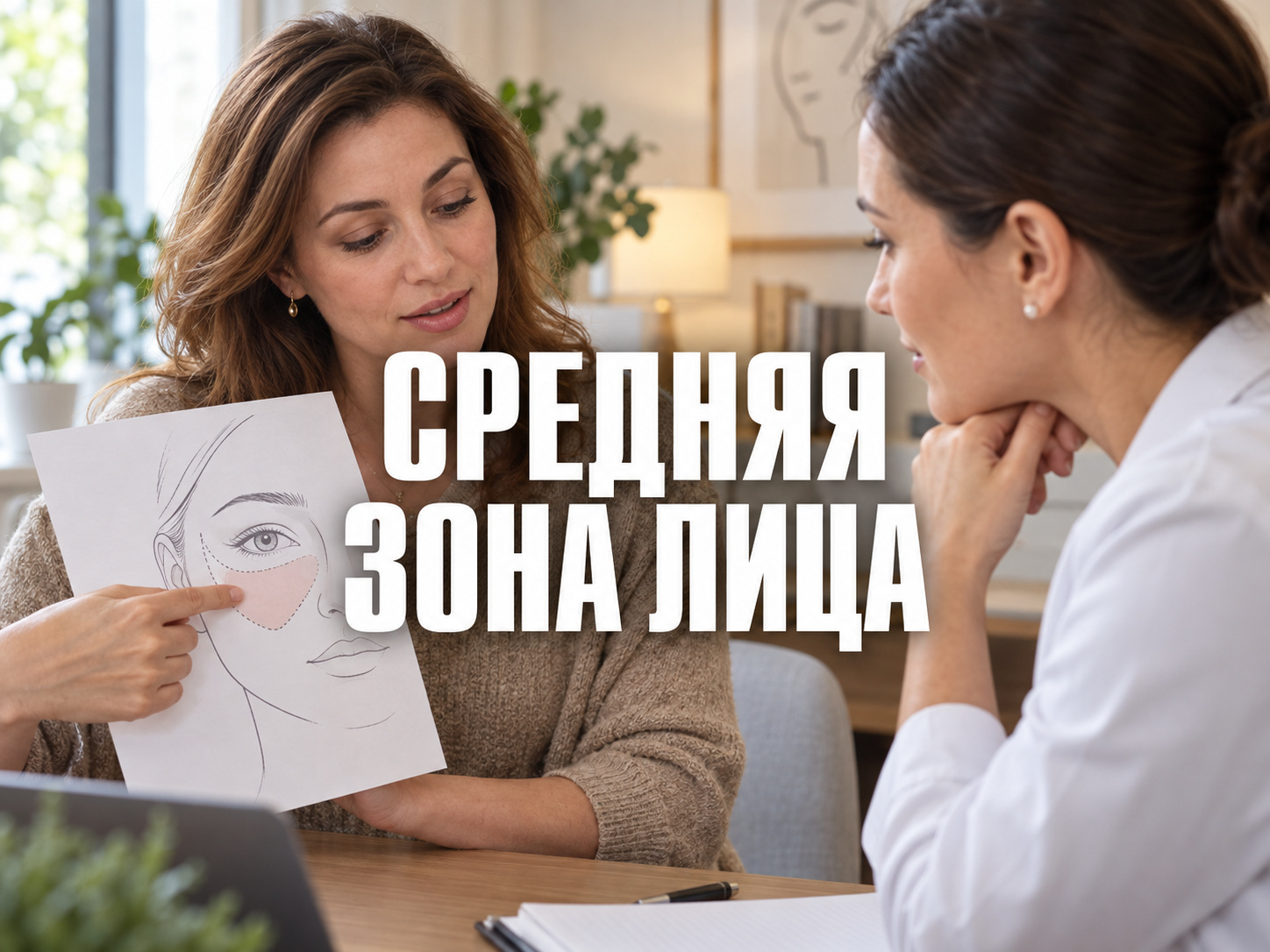 Нейтральный портрет женщины с акцентом на область нижнего века и верхней щеки, без изображения операции или результата.