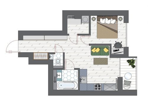 Дизайн квартиры 39 м2