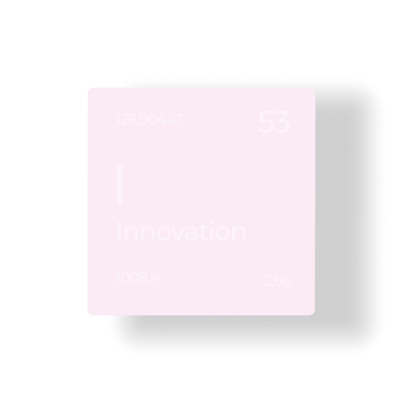 карточка похожая на химический элемент с элементом под названием Инновации