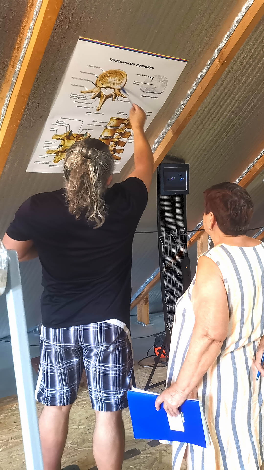 Фото на котором объясняю и показываю на схеме строение межпозвонковых дисков.