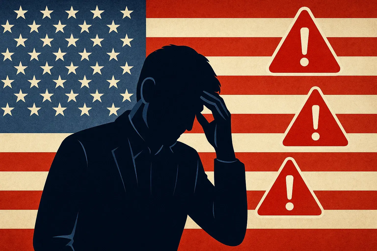 Человек на фоне флага США