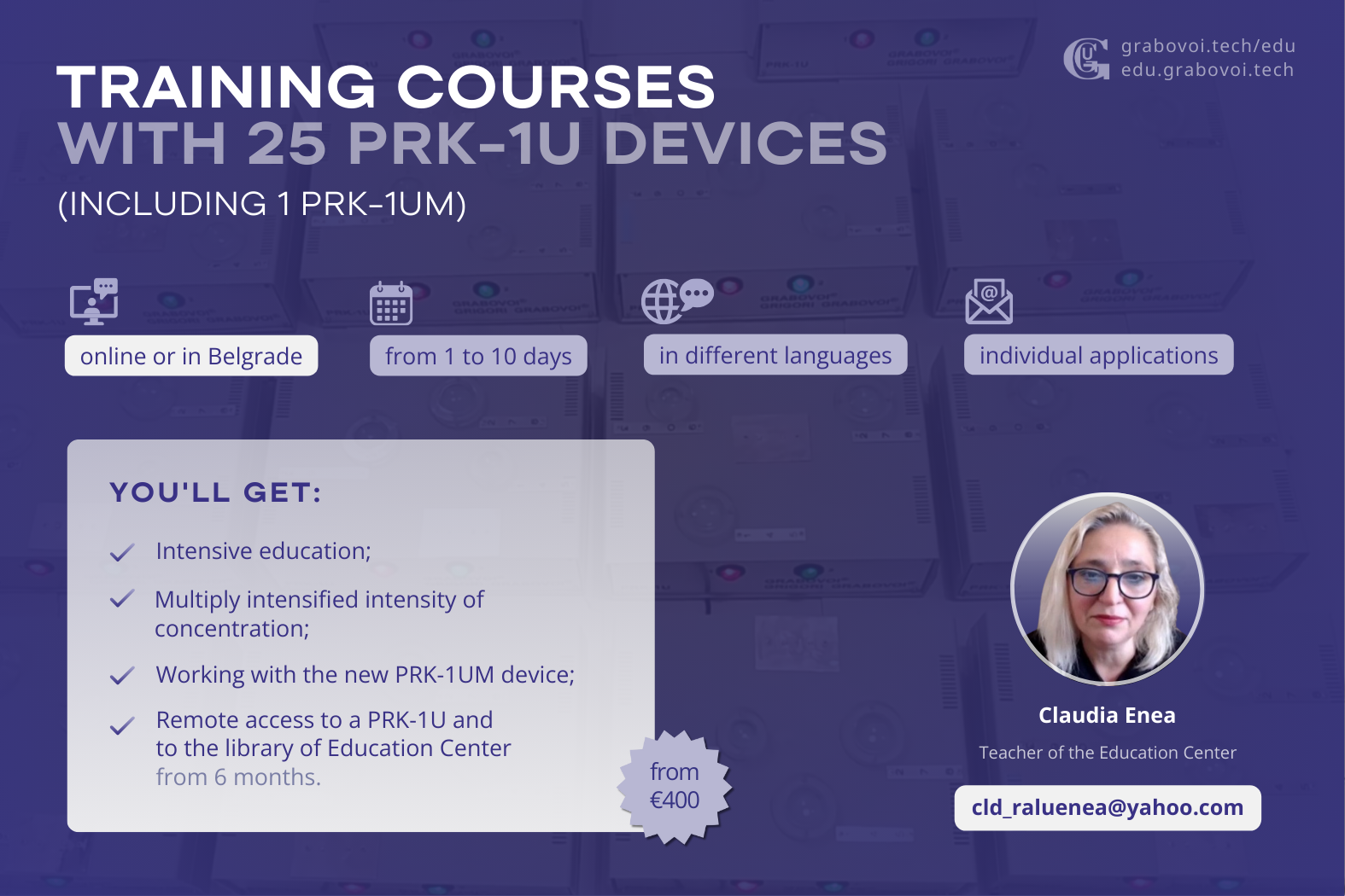 Training courses with 25 PRK-1U with Claudia Enea