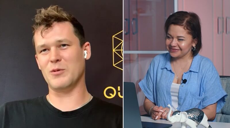 Tattoo artist Rinat Mingazdinov speaking as the host smiles during their video interview — 619
