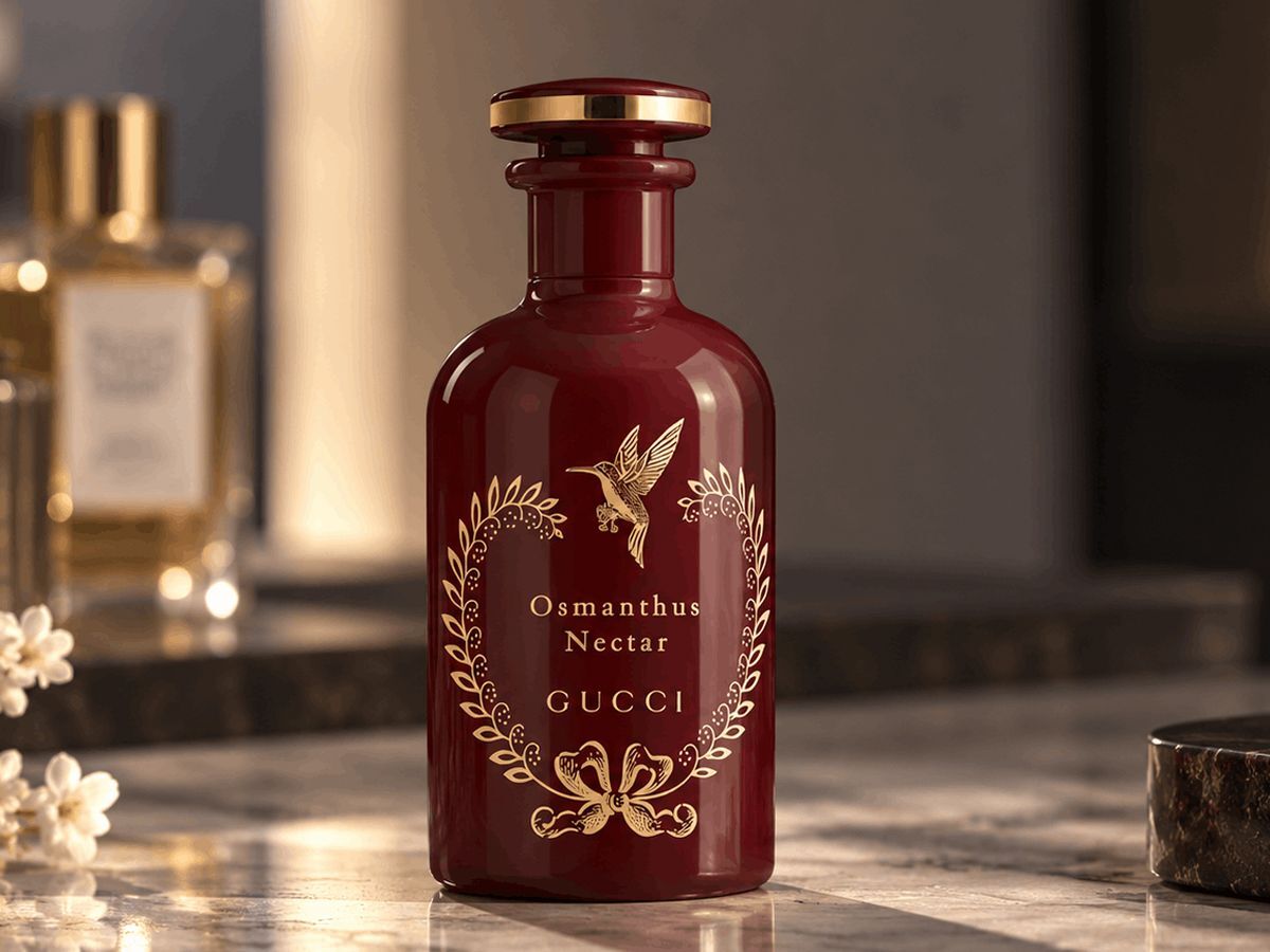 Gucci Osmanthus Nectar — флакон парфюма на стойке магазина