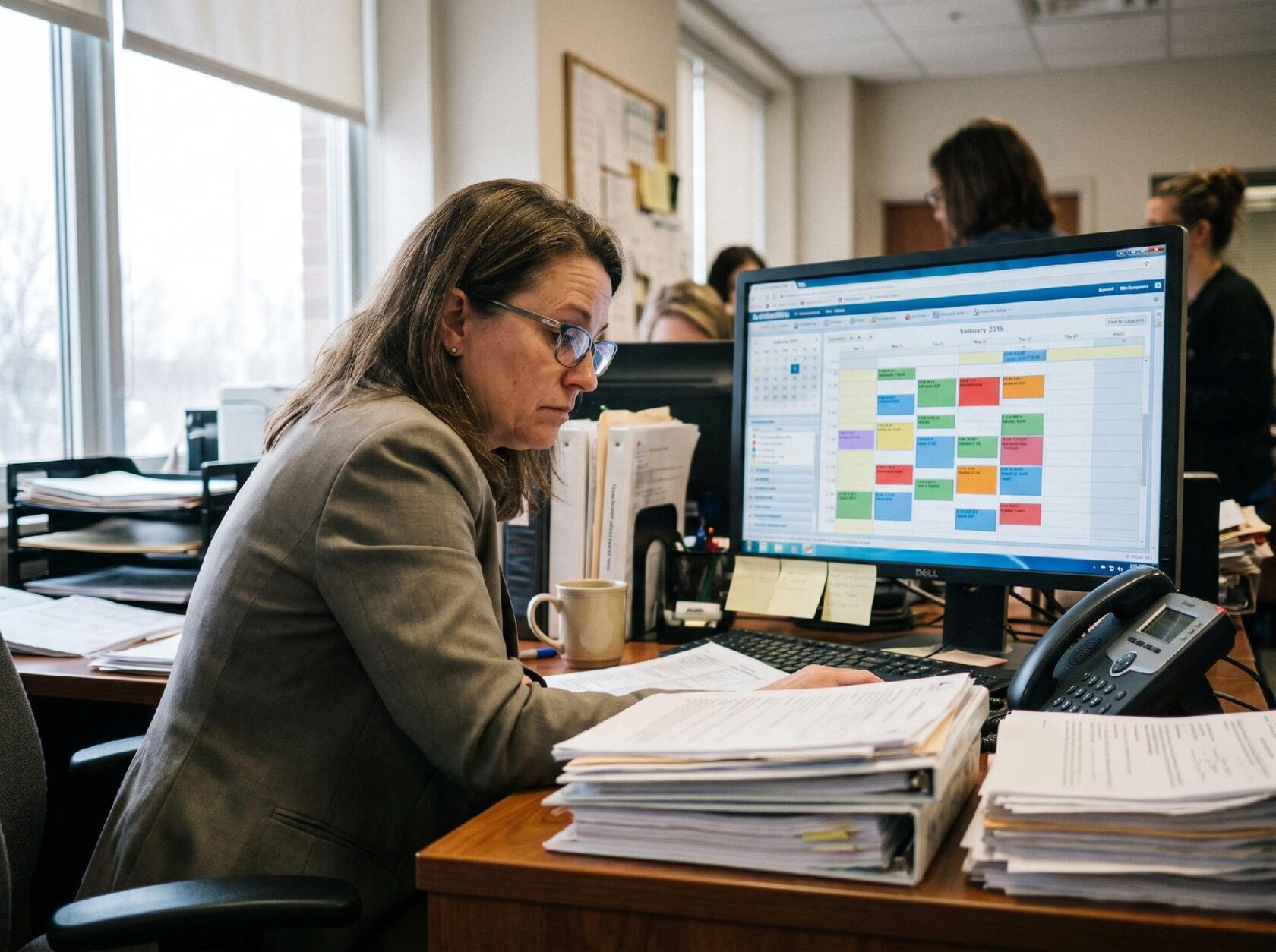 Coordinator viewing a scheduling dashboard