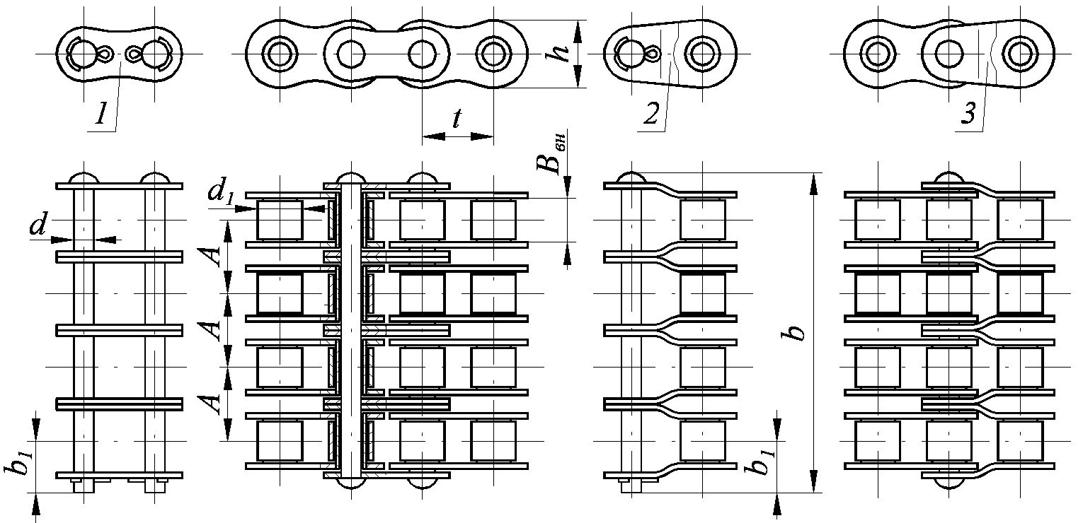 Цепи приводные роликовые чертеж