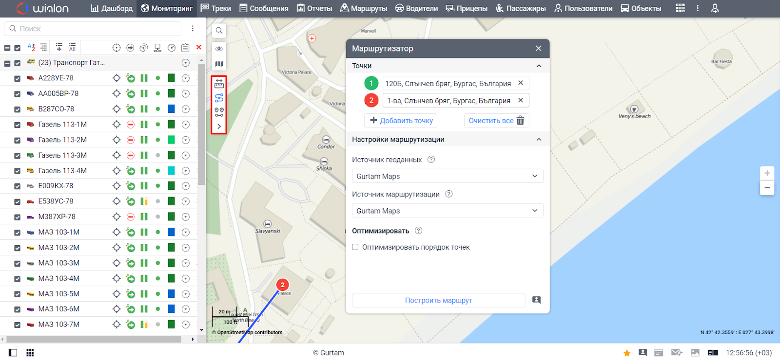 Карта с инструментами