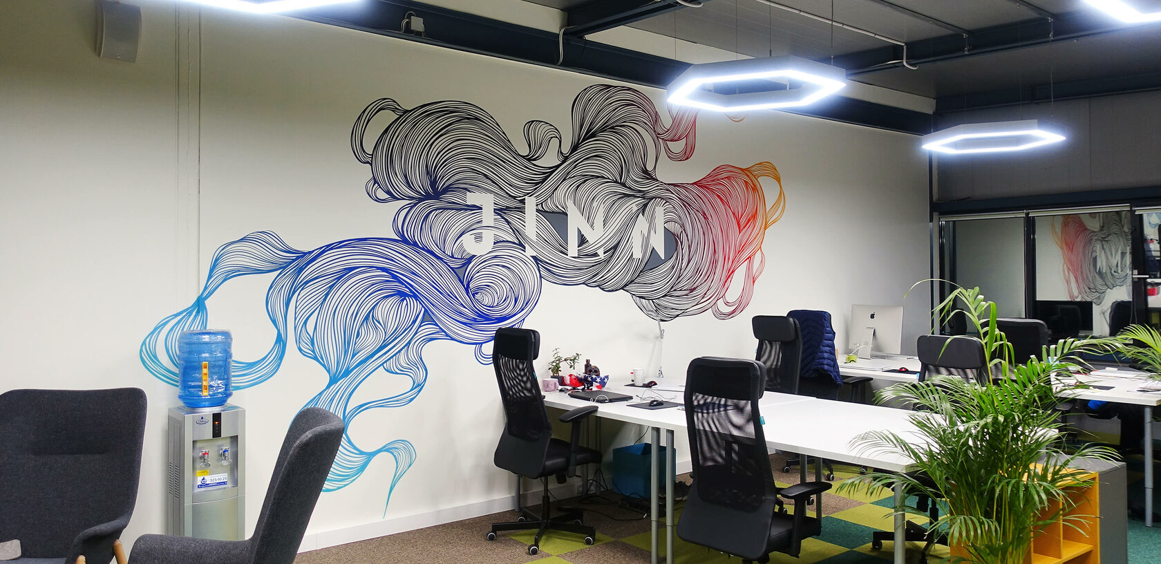 Граффити оформление в офисе айтикомпании в Санкт-Петербурге 