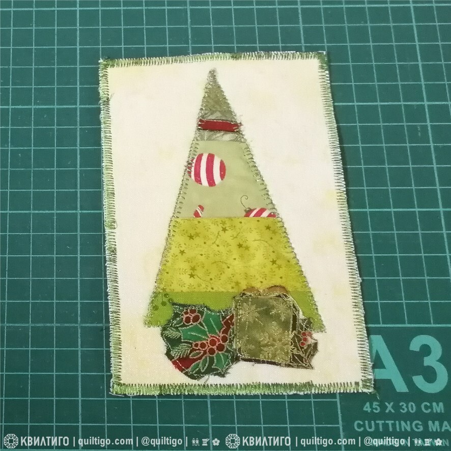 Текстильная открытка своими руками в подарок к Новому году, быстрый способ изготовления