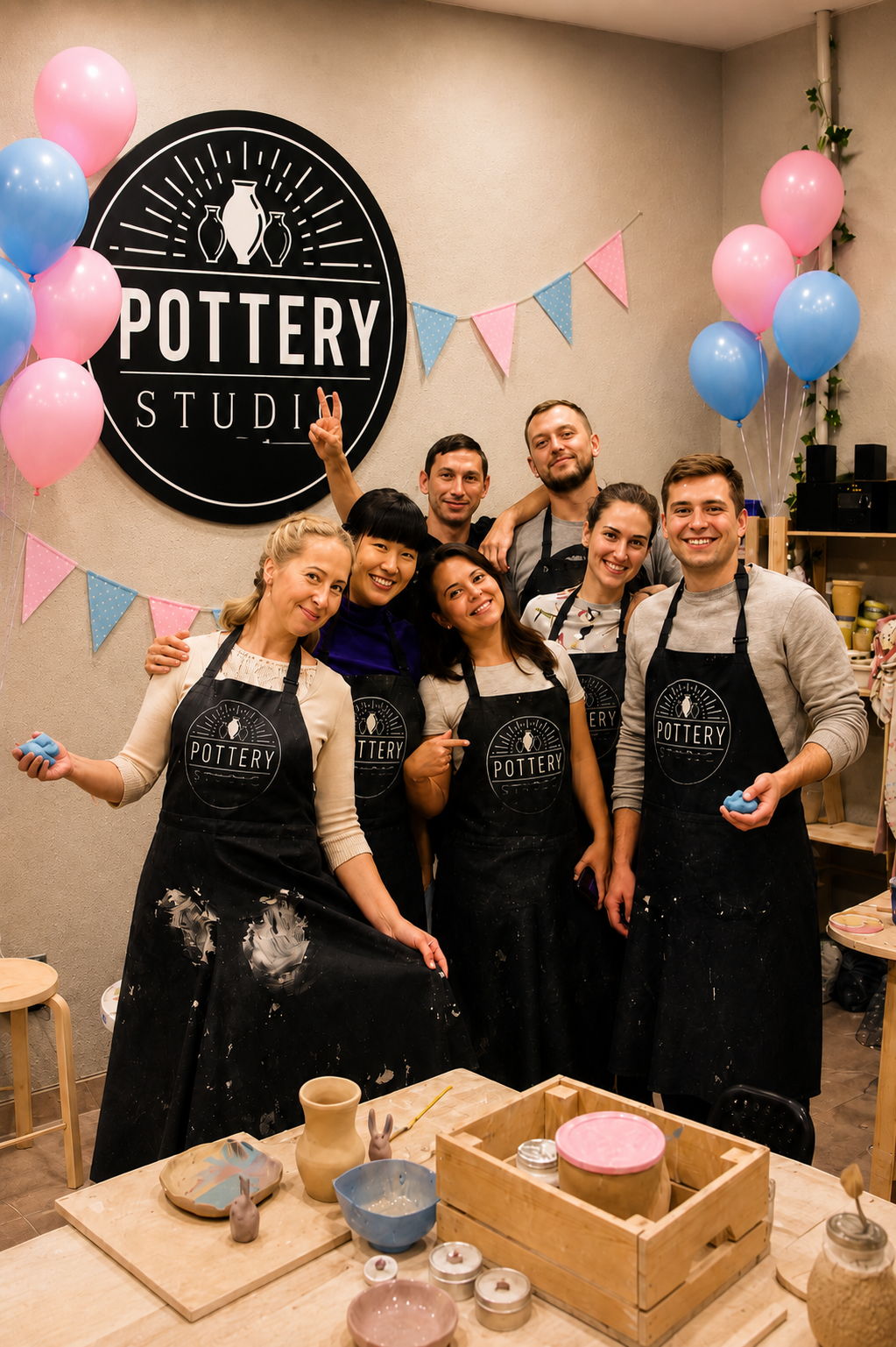 A baby gender reveal nyc pottery party where guests create handmade pieces and celebrate together.