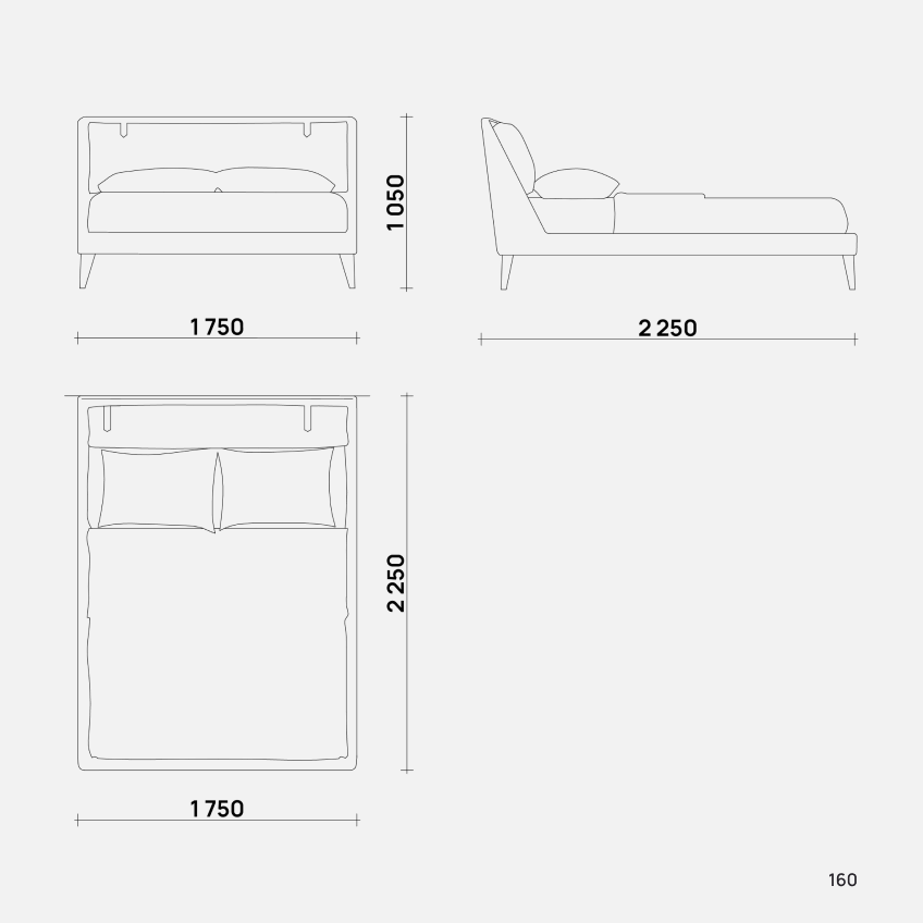 Элегантная двуспальная кровать Cuddle от Simple Form с мягким изголовьем и минималистичным дизайном, идеально подходящая для современного интерьера спальни.