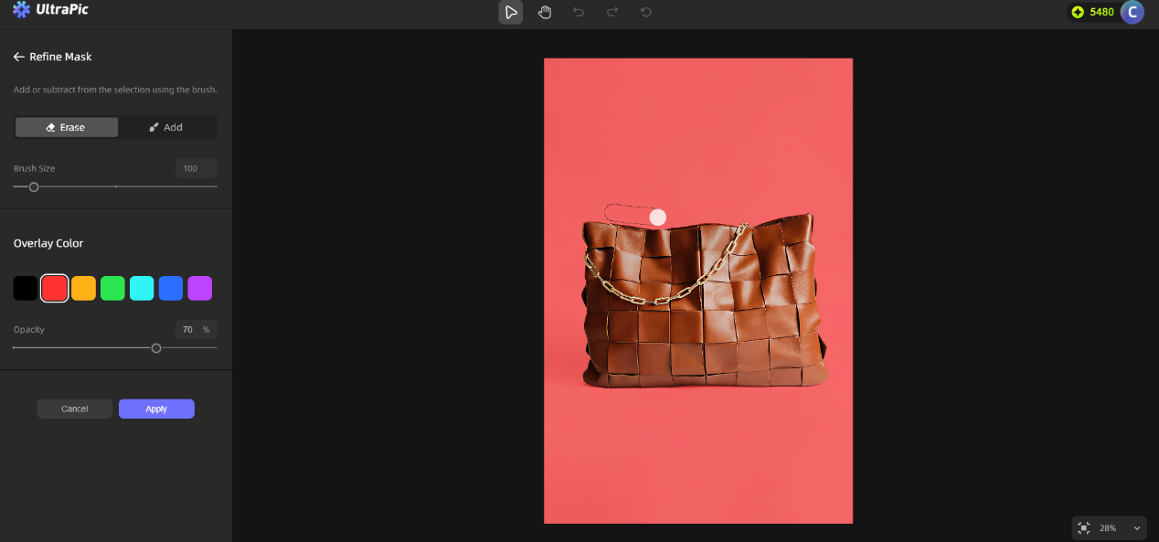 3. If you're a perfectionist, the fine-tuning tools are also at your fingertips. Use the Add brush or Erase brush to gently paint over and fix the details;