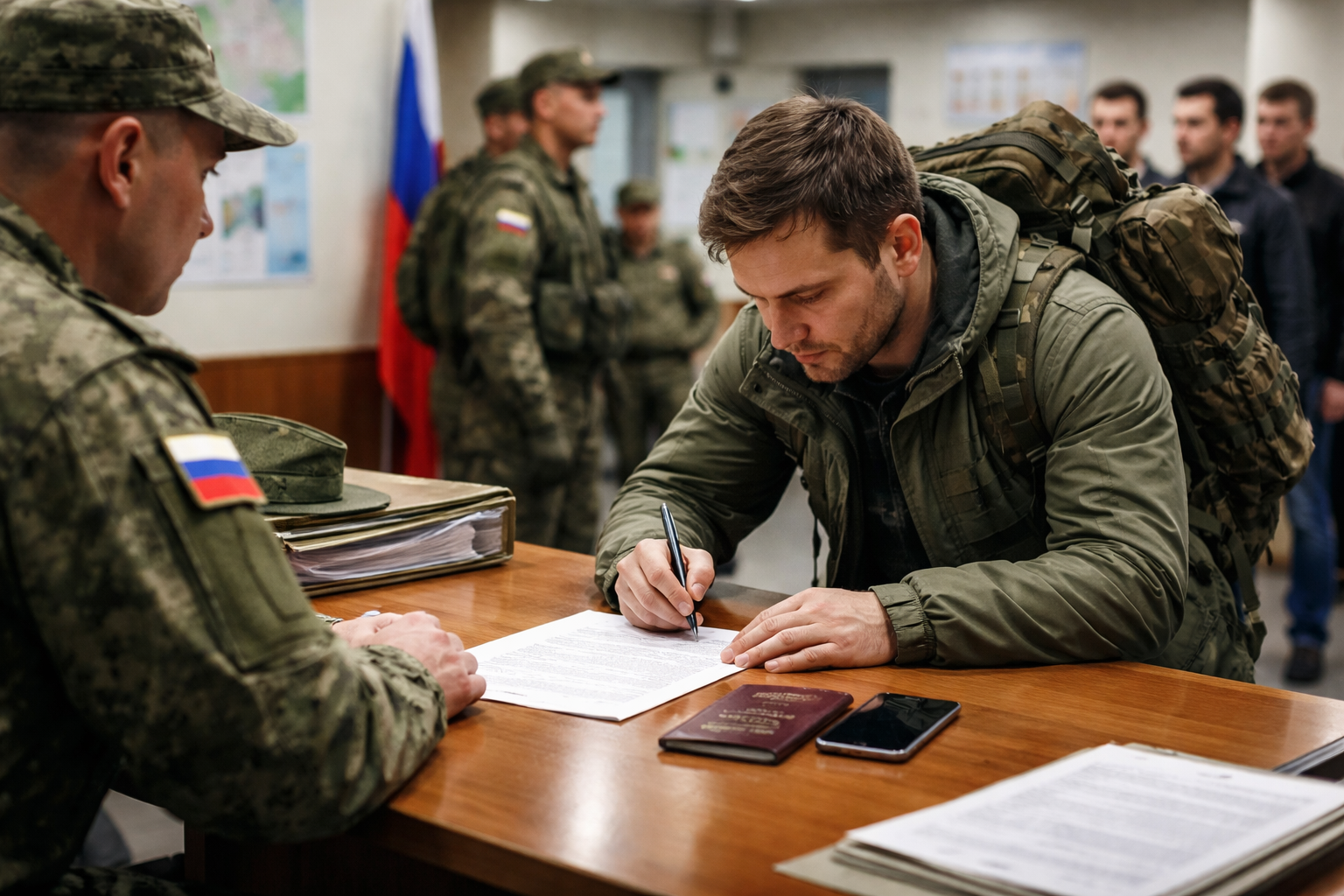 Иллюстрация оформления документов при поступлении на военную службу по контракту