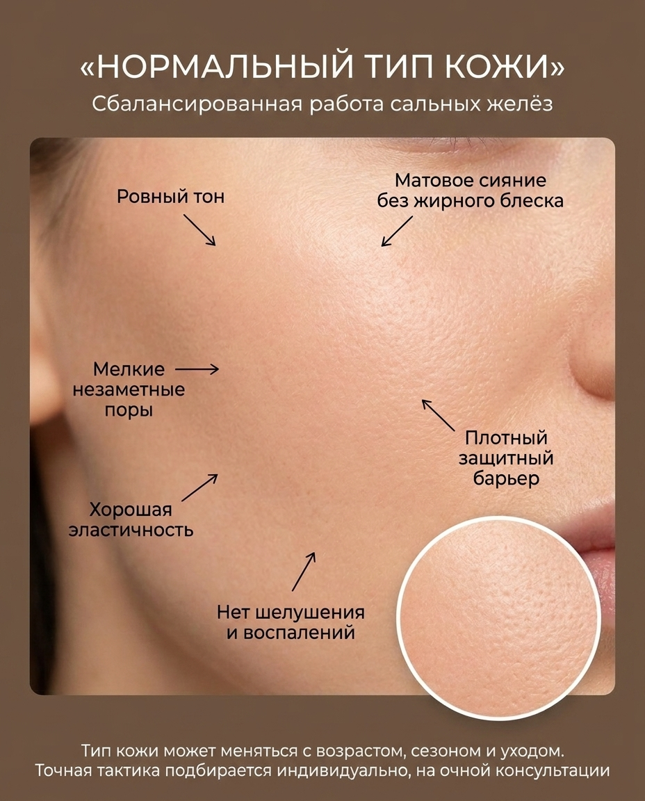 Нормальный тип кожи - признаки