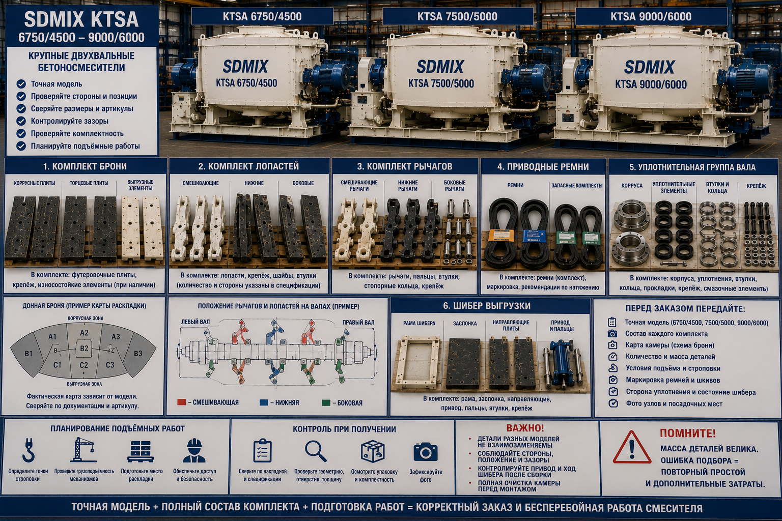 Запчасти SDMIX KTSA 6750/4500–9000/6000: крупный ремонт