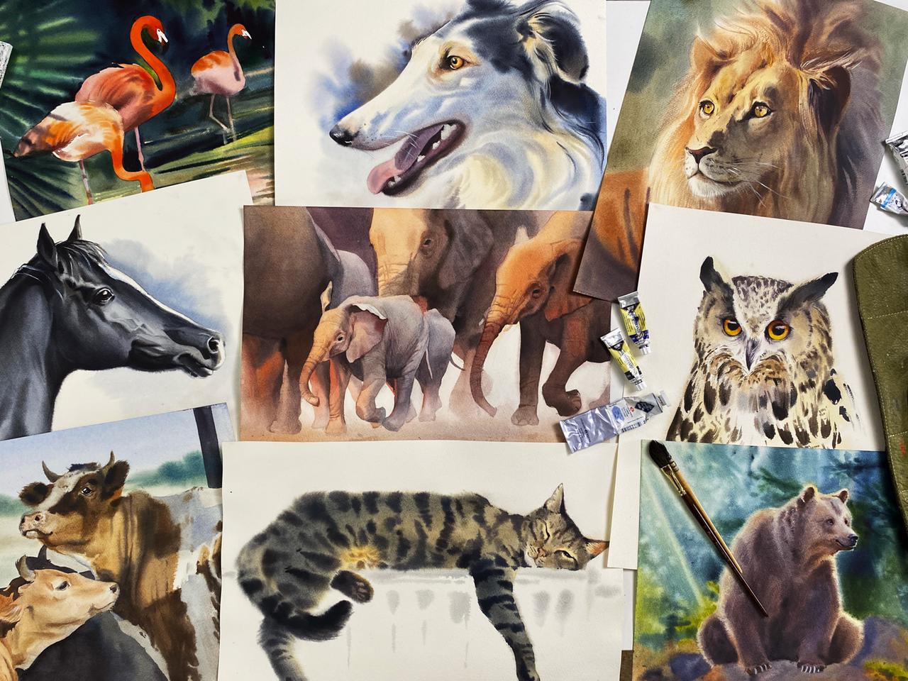 Девять животных. Рисунки животных в среде художников. Всякие разные животные для рисунков. Рисунки животных - самое интересное в блога. Животные нарисованные в разных стилях.