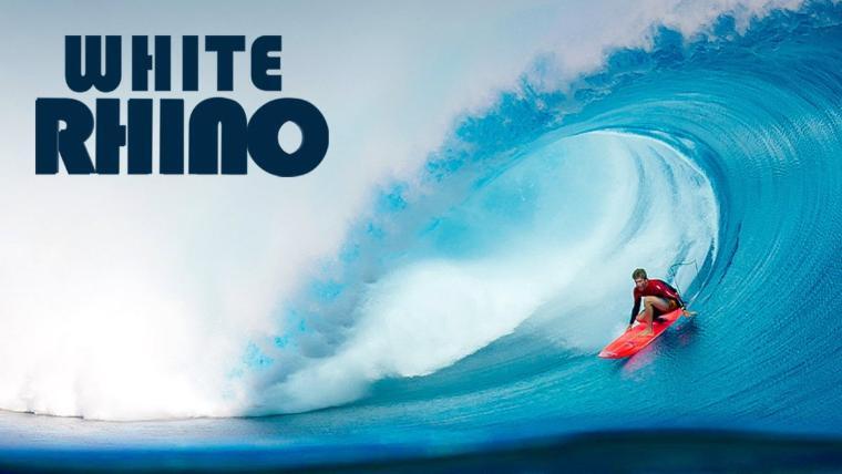 Постер фильма «White Rhino»: серфер в трубе огромной волны