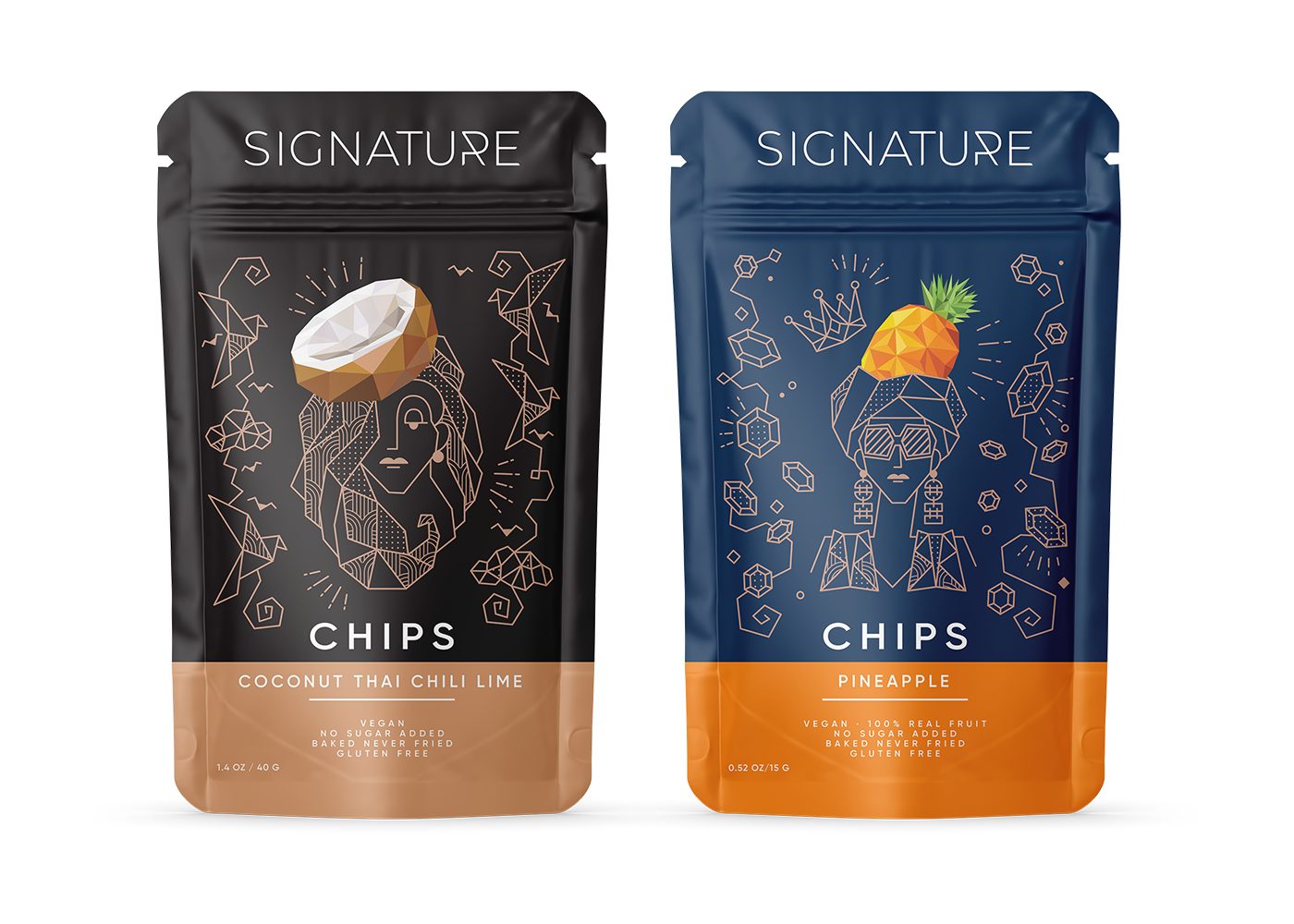 Дизайн упаковок чипсов для кофейни Signature в восточном стиле