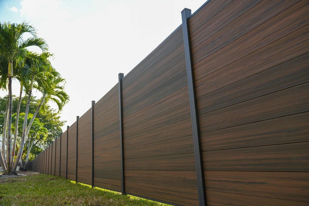 Installed WPC privacy fence in a residential outdoor area
