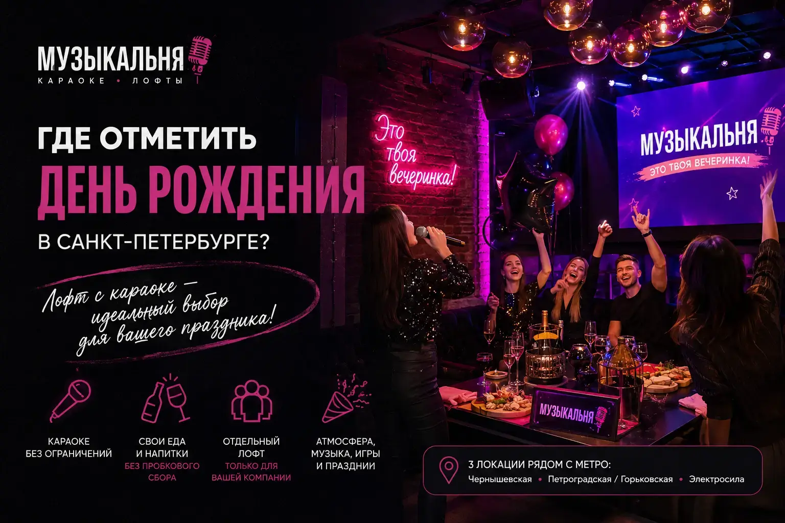 Где отметить день рождения в Санкт-Петербурге: лофт с караоке