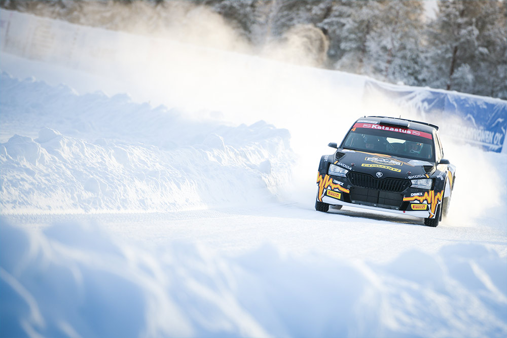 Эсапекка Лаппи и Энни Мялкёнен, Škoda Fabia Rally2 evo, Arctic Lapland Rally 2025