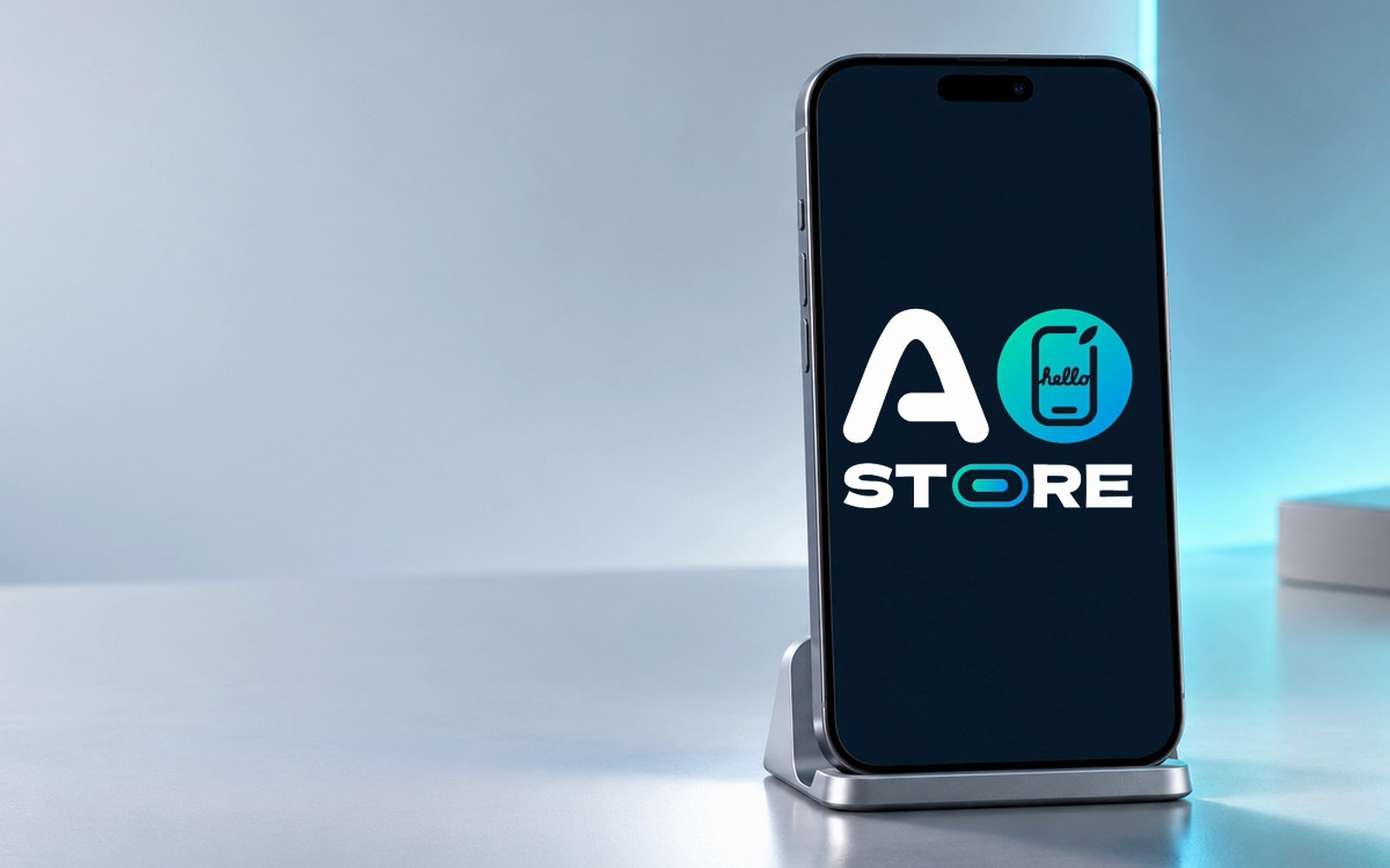 Фирменный знак AStore на экране телефона — визуализация применения