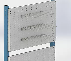 Торговые стеллажи с крюками для панелей