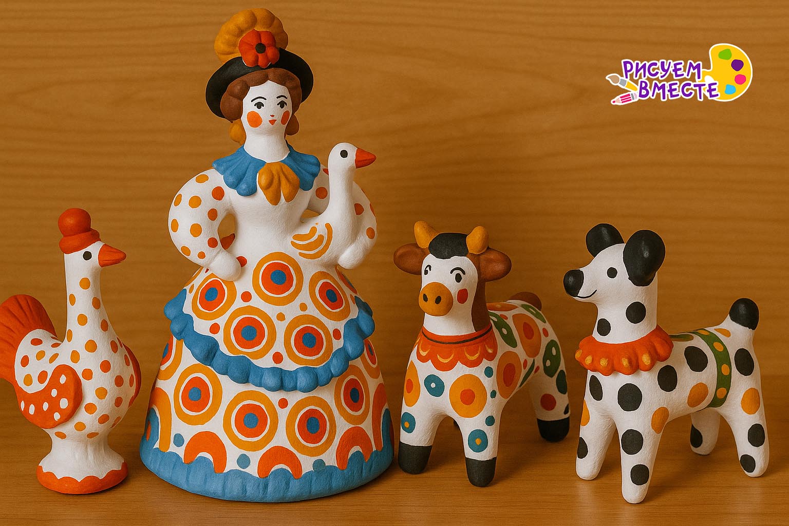 Пример декоративно-прикладного искусства Дымковская игрушка