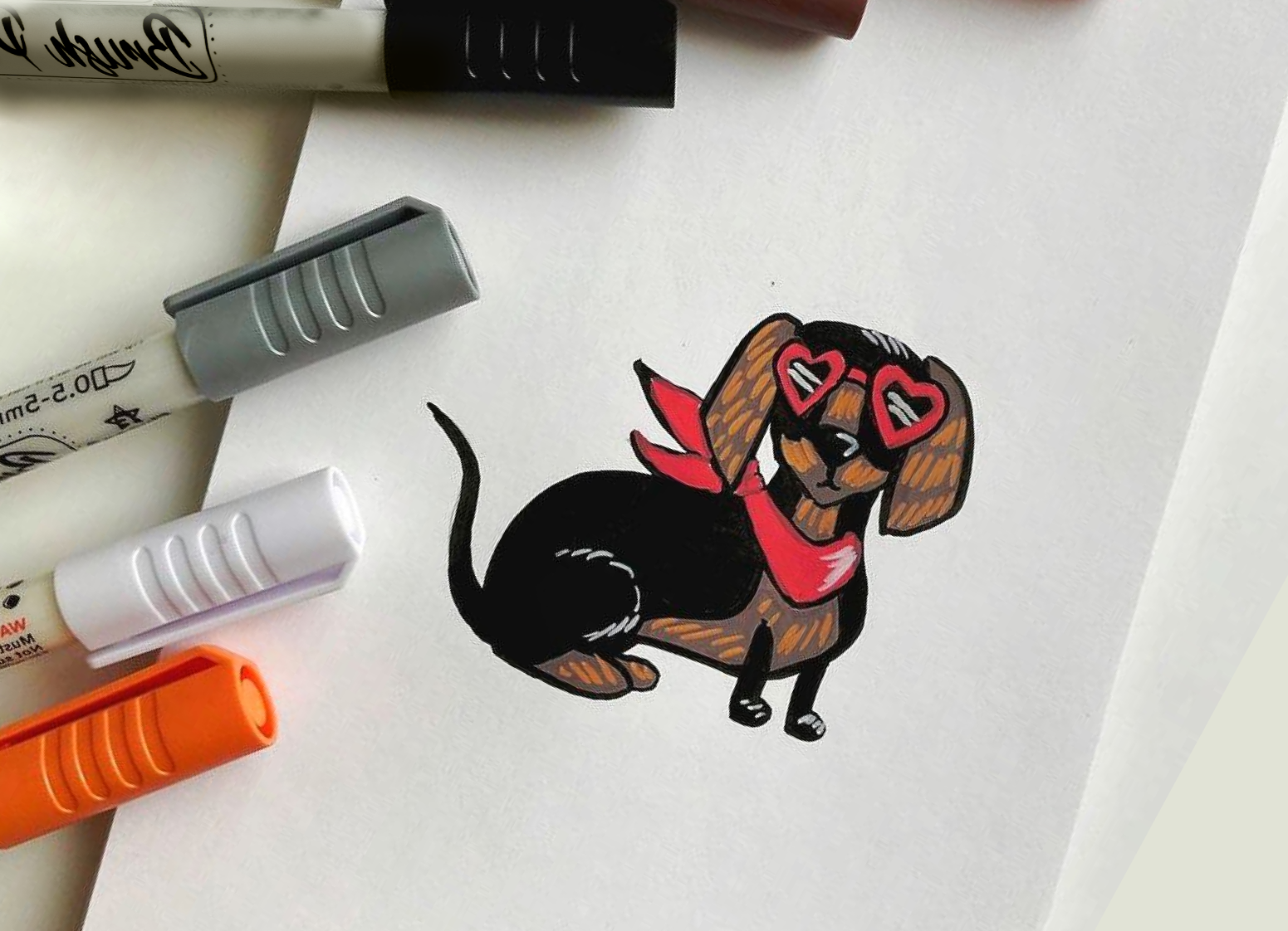 Мастер-класс рисования акриловыми маркерами собака