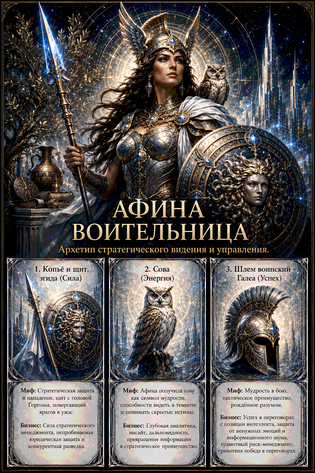 Архетип Афина Воительница — карта игры «Архетипы. Путь Героя» Елены Грабарь