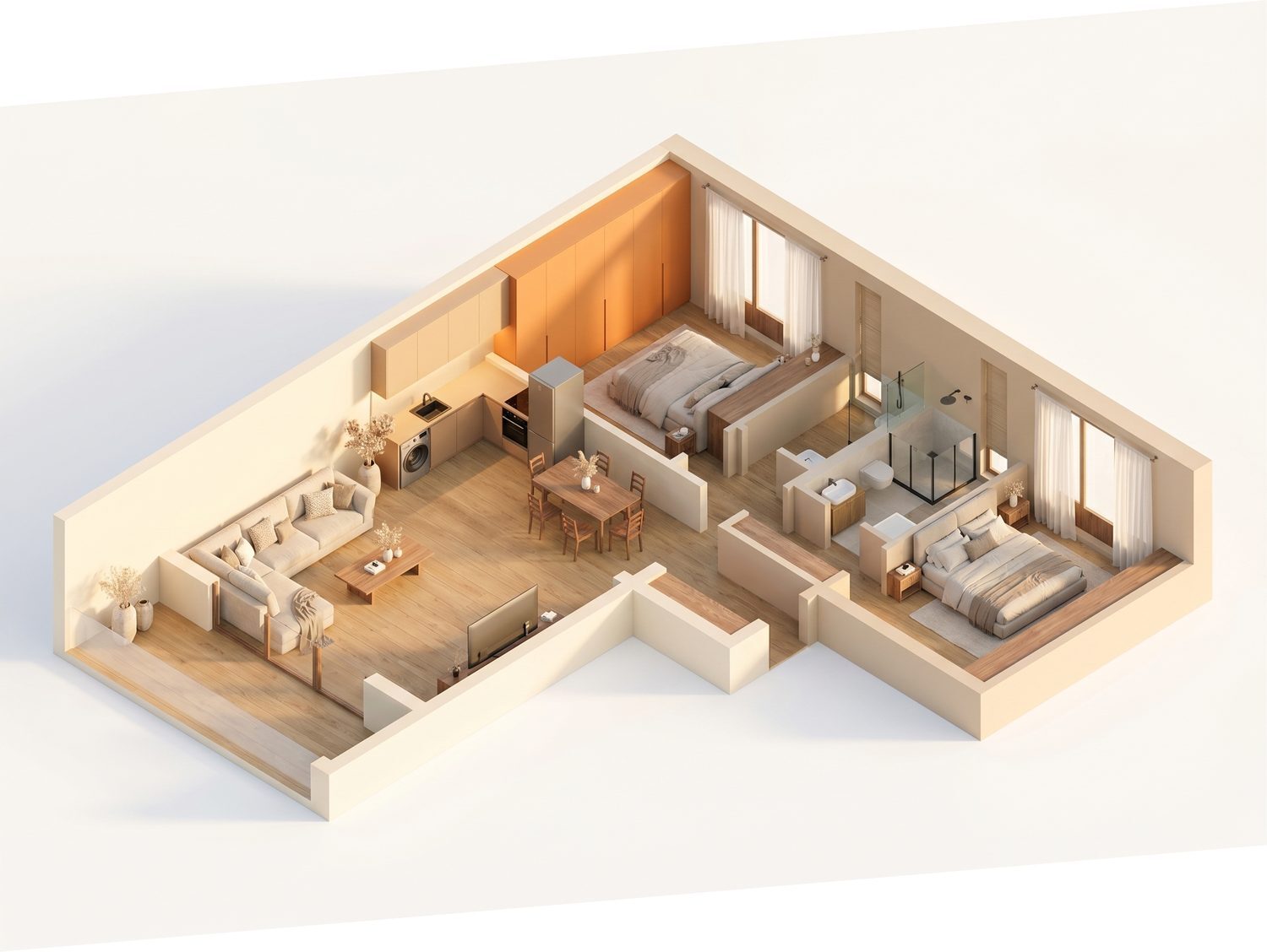 Floor plan Two-bedroom apartment 85.8 m², Layout B – Zen Gardens, Bar