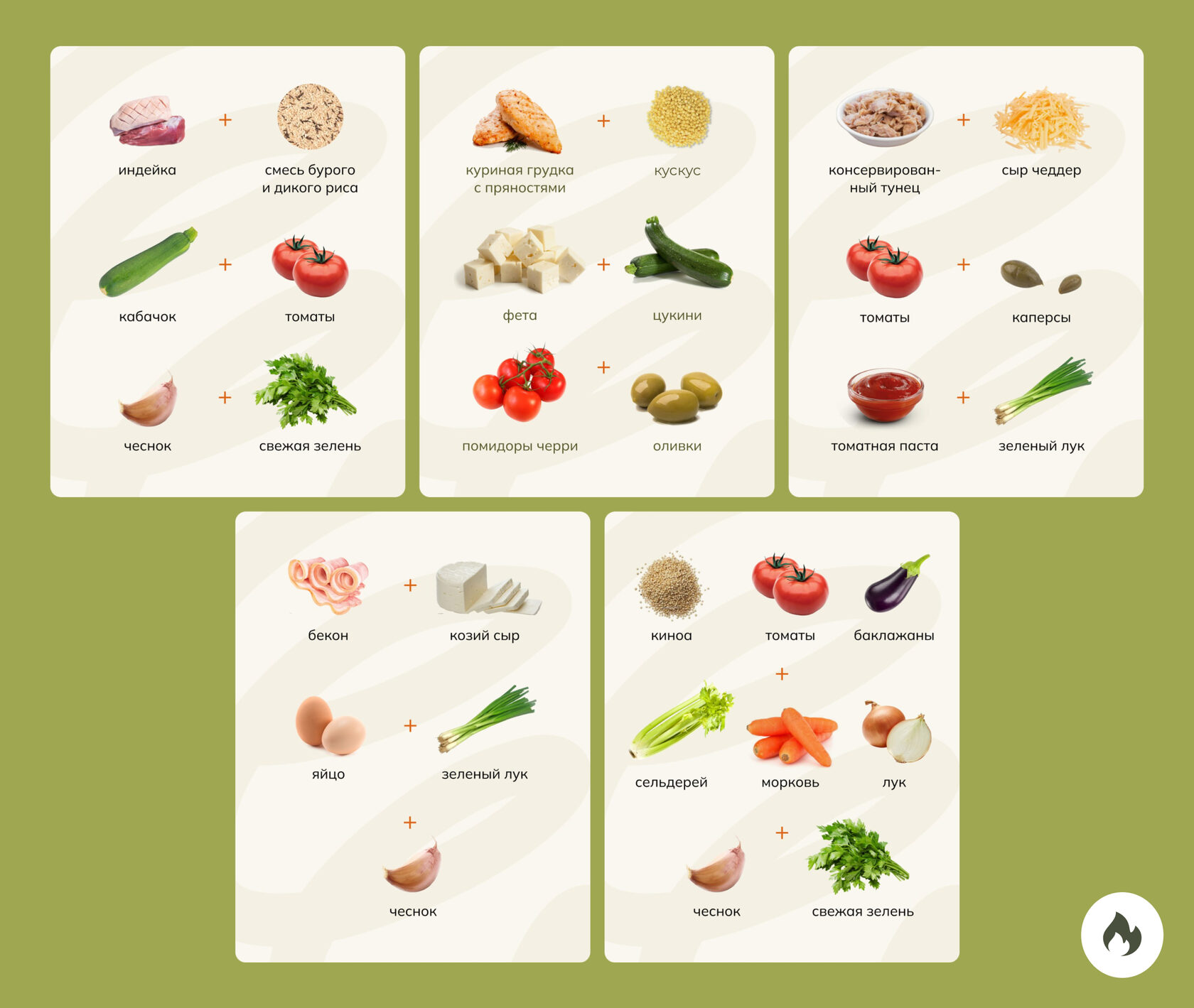 Варианты конструктора начинок для фаршированных перцев