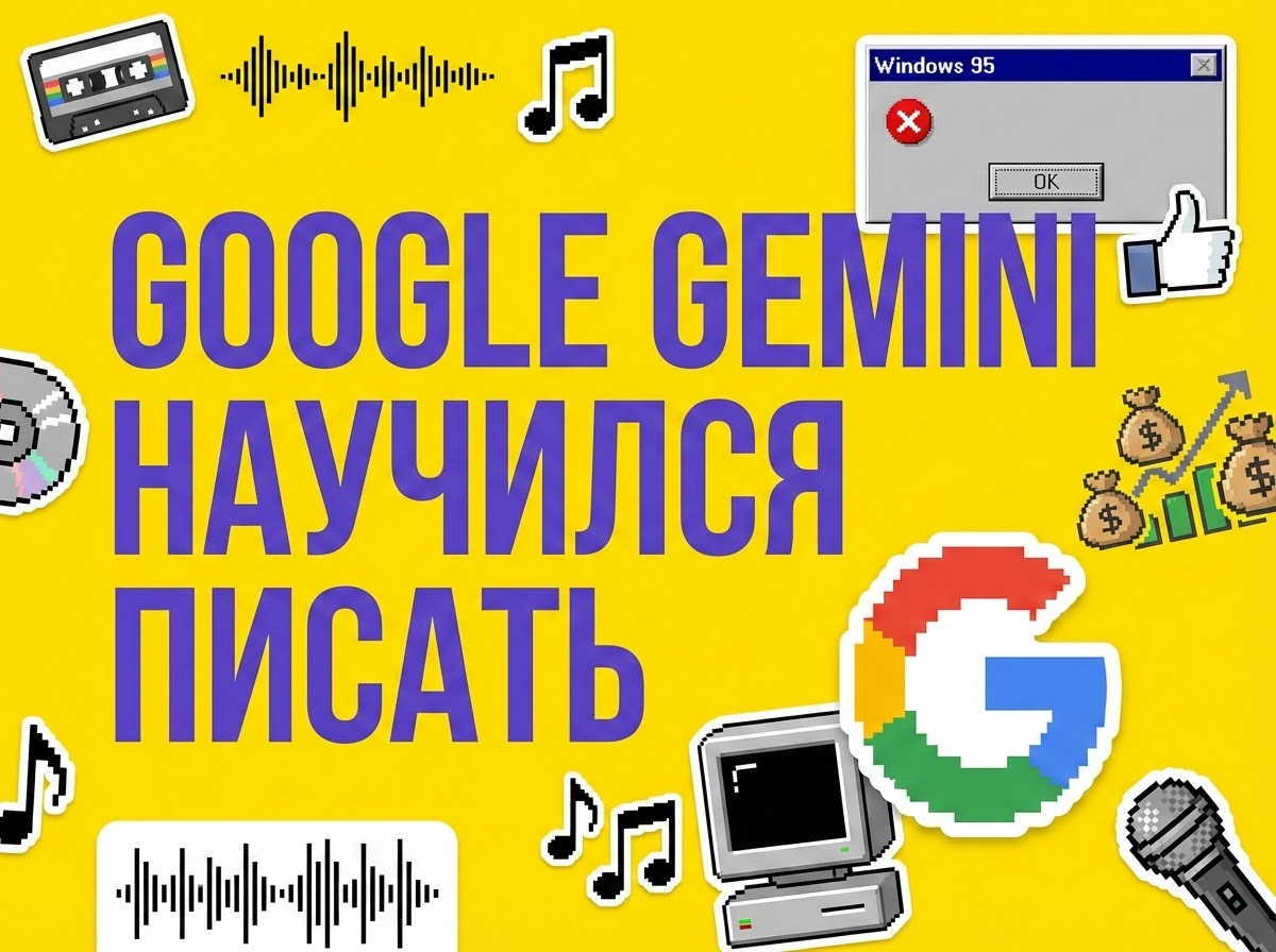 Интерфейс Google Gemini с генерацией музыки и звуковой волной