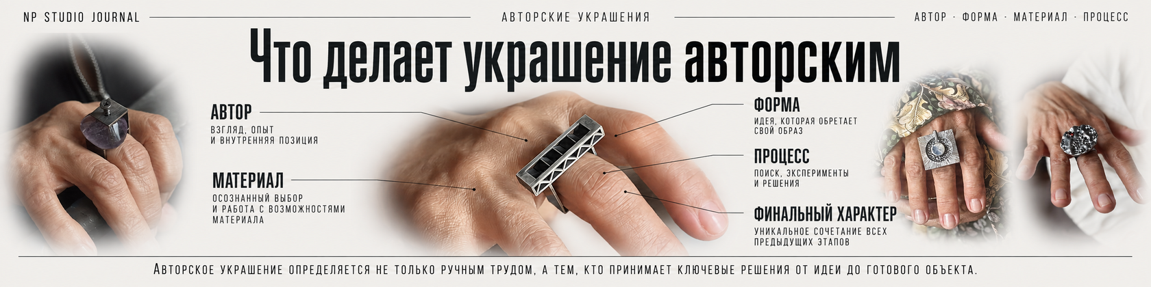 Что делает украшение авторским: автор, материал, форма, процесс и финальный характер изделия